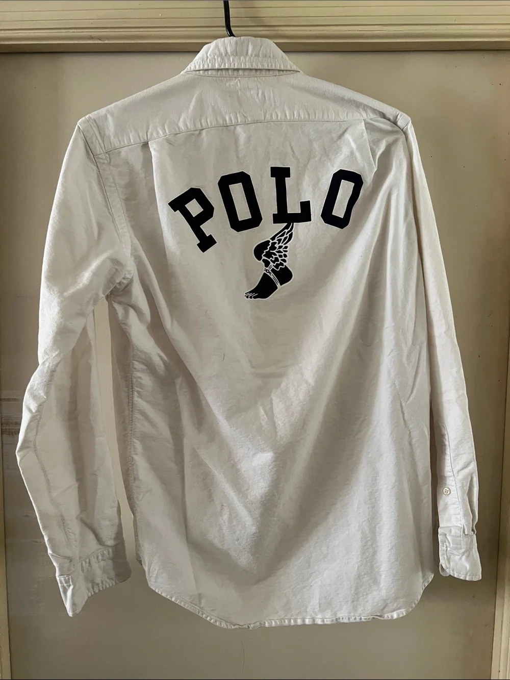 Polo by Ralph Lauren White Button-Down Shirt with Navy Tennis Logo